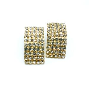 Vintage Curved Bar Rhinestone Earrings